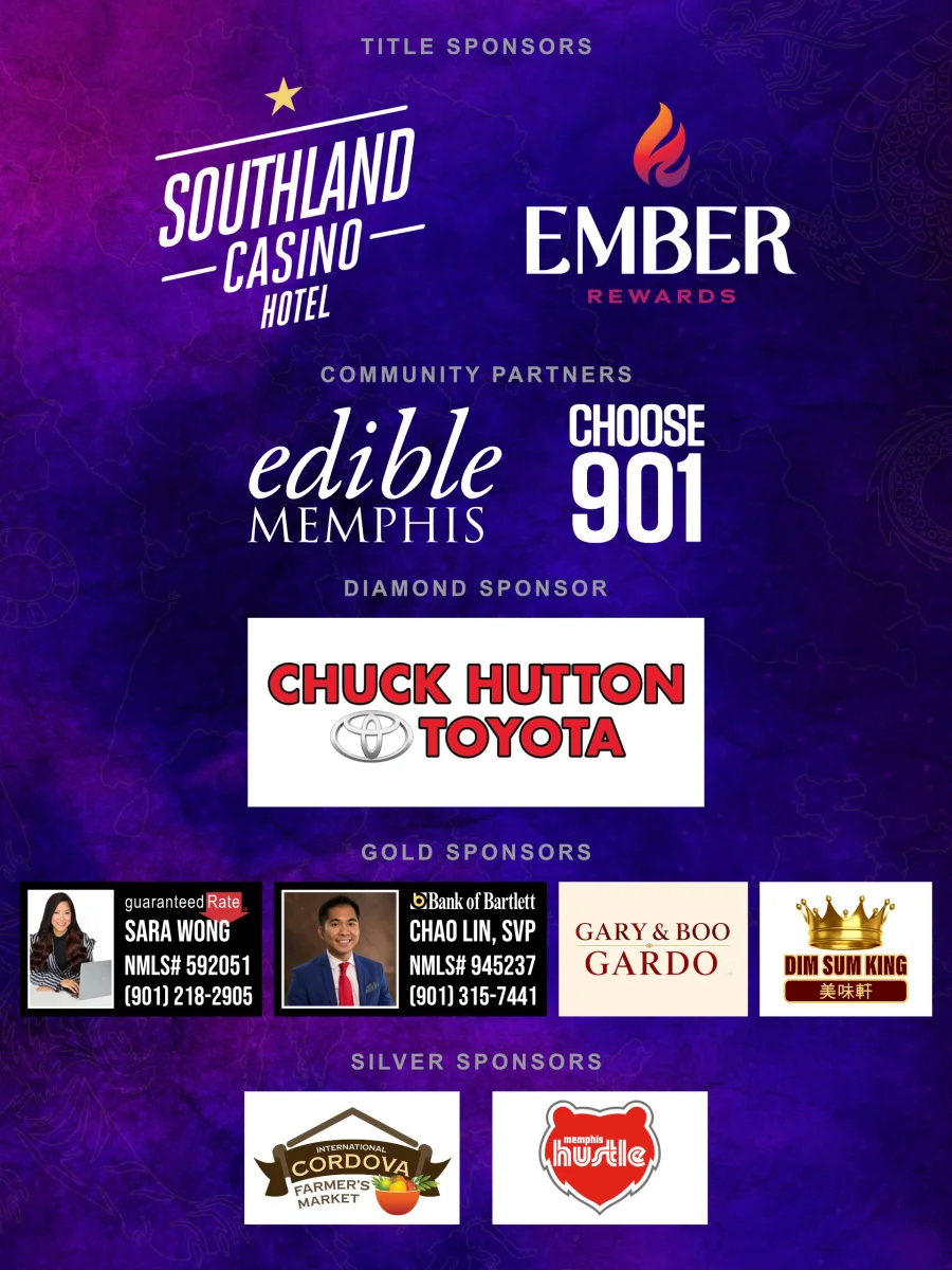 2026 Asian Night Market Memphis title, community, diamond, gold, and silver sponsors