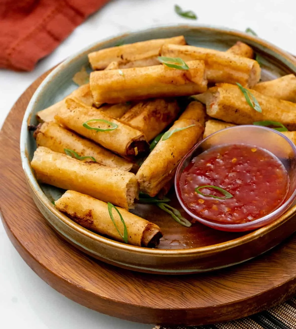 Crispy Filipino lumpia served with sweet chile dipping sauce
