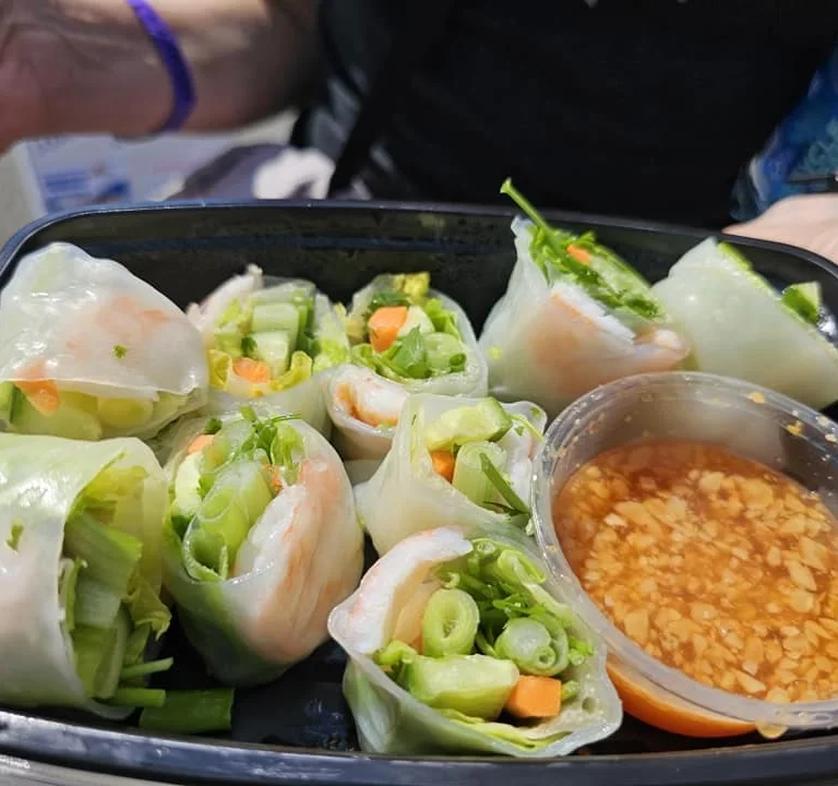 Fresh shrimp spring rolls with a fish sauce dip
